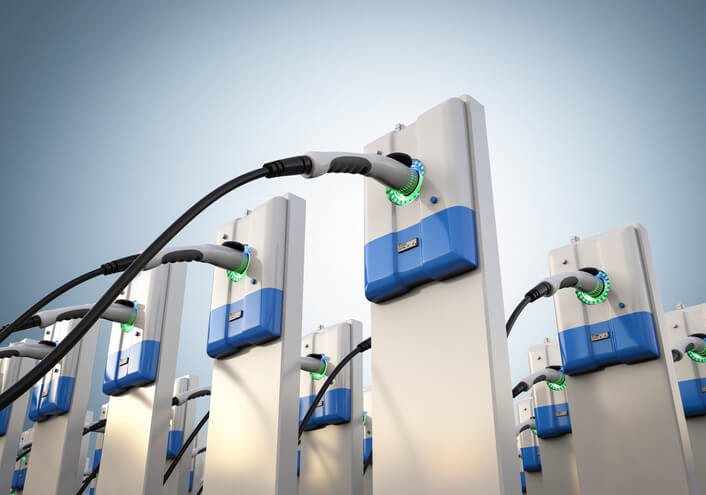 Charging stations that a hybrid and electric vehicle mechanic has repaired