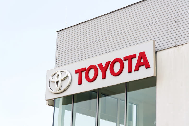 An image of the Toyota logo as seen in automotive school