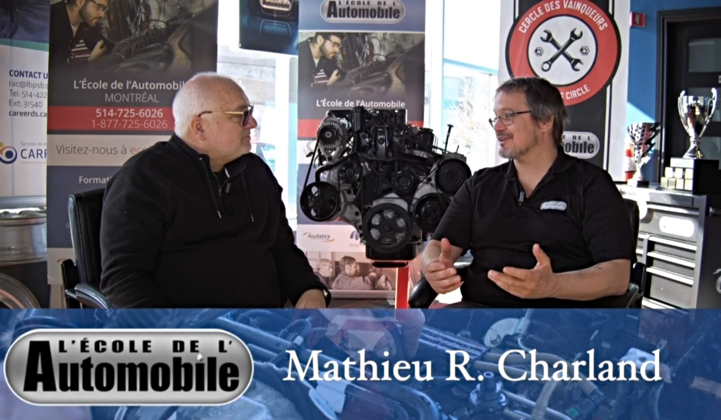 The ATC Montreal automotive school director, Mathieu Charland in the training garage