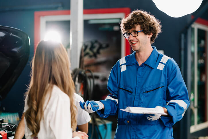 A student practicing customer interaction at ATC Toronto