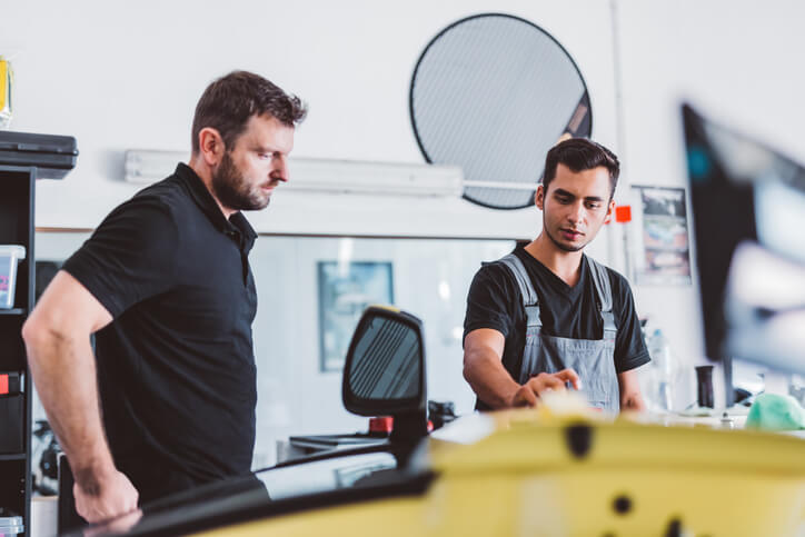 A modern collision repair tool used on lightweight car materials