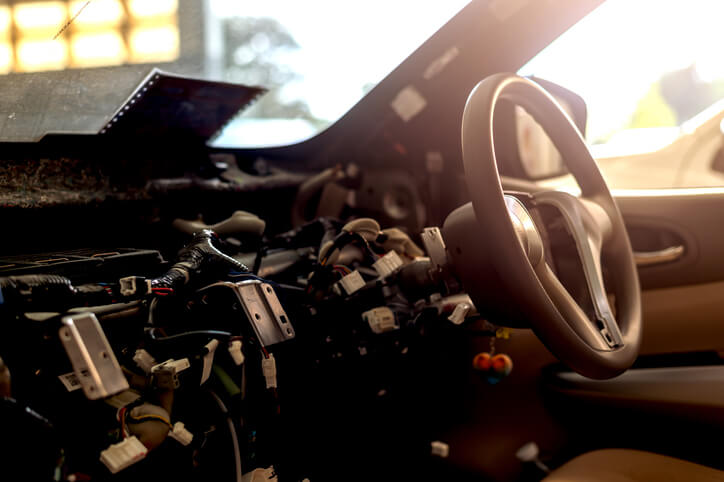 A vehicle immobilizer system’s components in a car’s dashboard