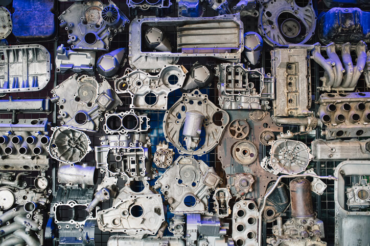 A recycled and remanufactured auto component on display