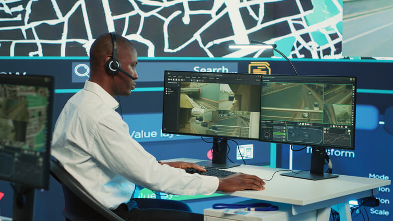 A GPS tracking system in a dispatch office