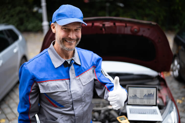 Auto careers start with the right toolkit, students preparing their equipment for a diagnostic session.