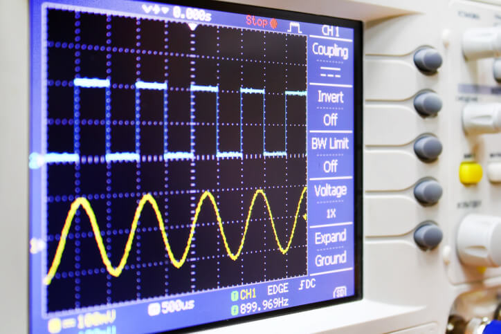 An ignition and injector waveform diagnostics captured with an automotive oscilloscope during component testing.