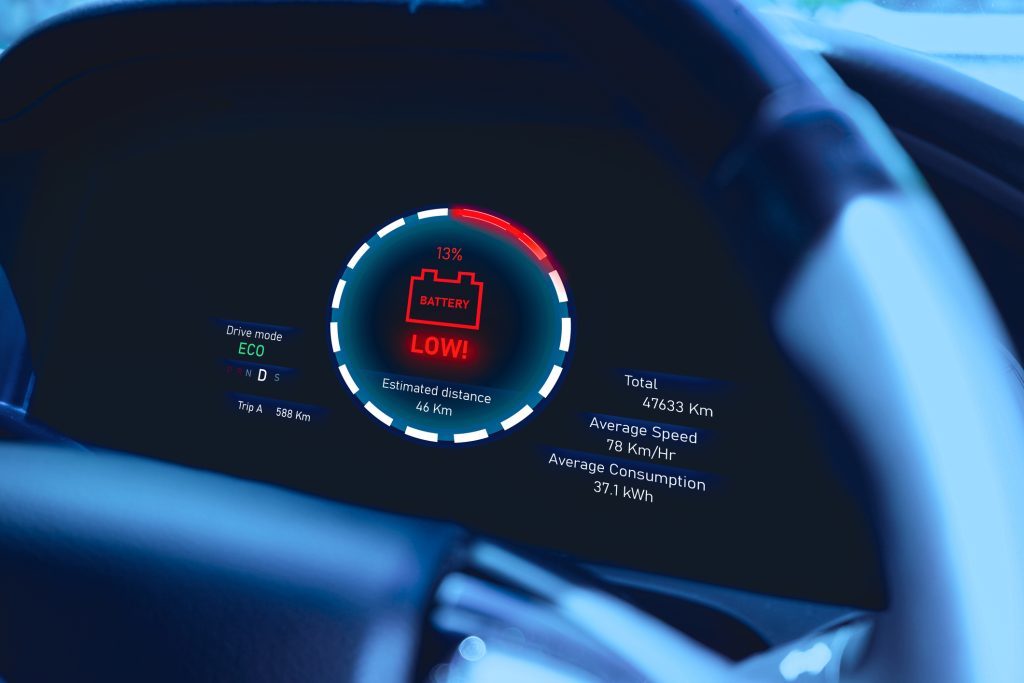 EV dashboard displaying isolation fault warning message