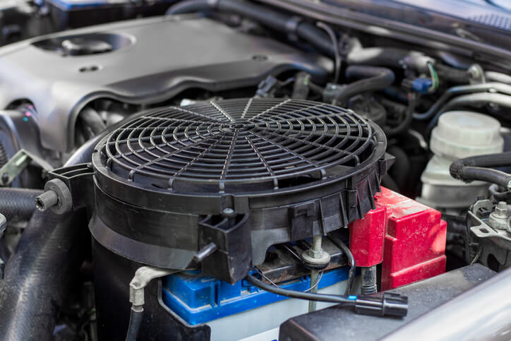 A hybrid battery cooling fan inside a vehicle