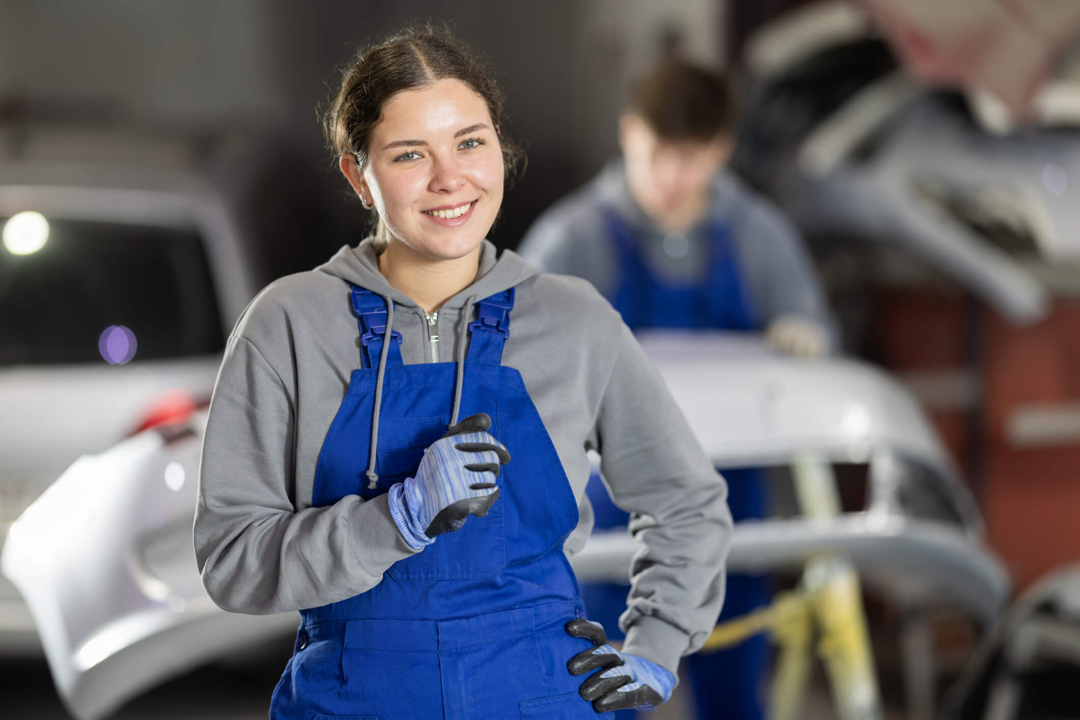 Automotive student completing hands-on shop training at an auto mechanic school